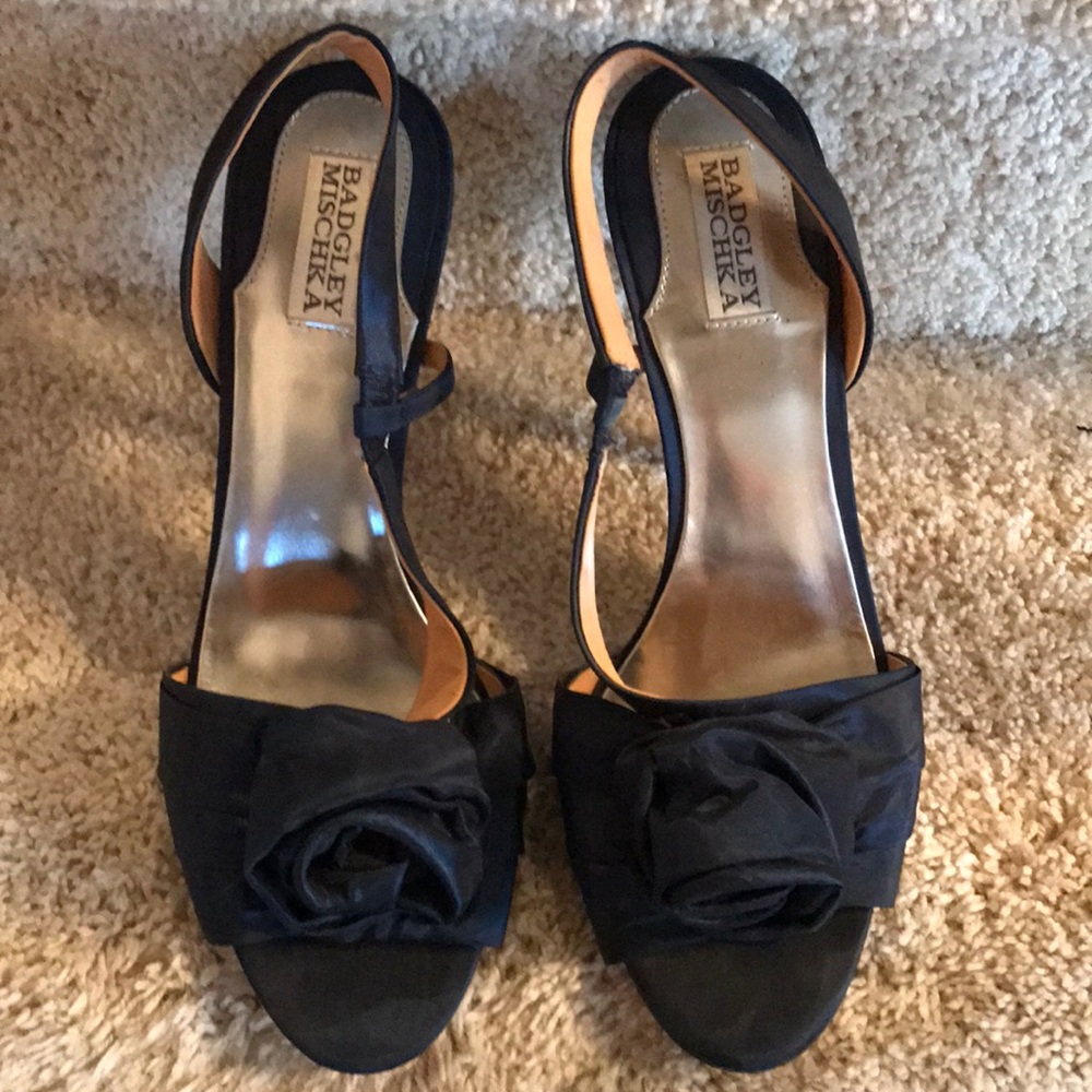 Badgley Mischka Navy Satin Heel